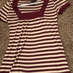 Red and white stripped shirt